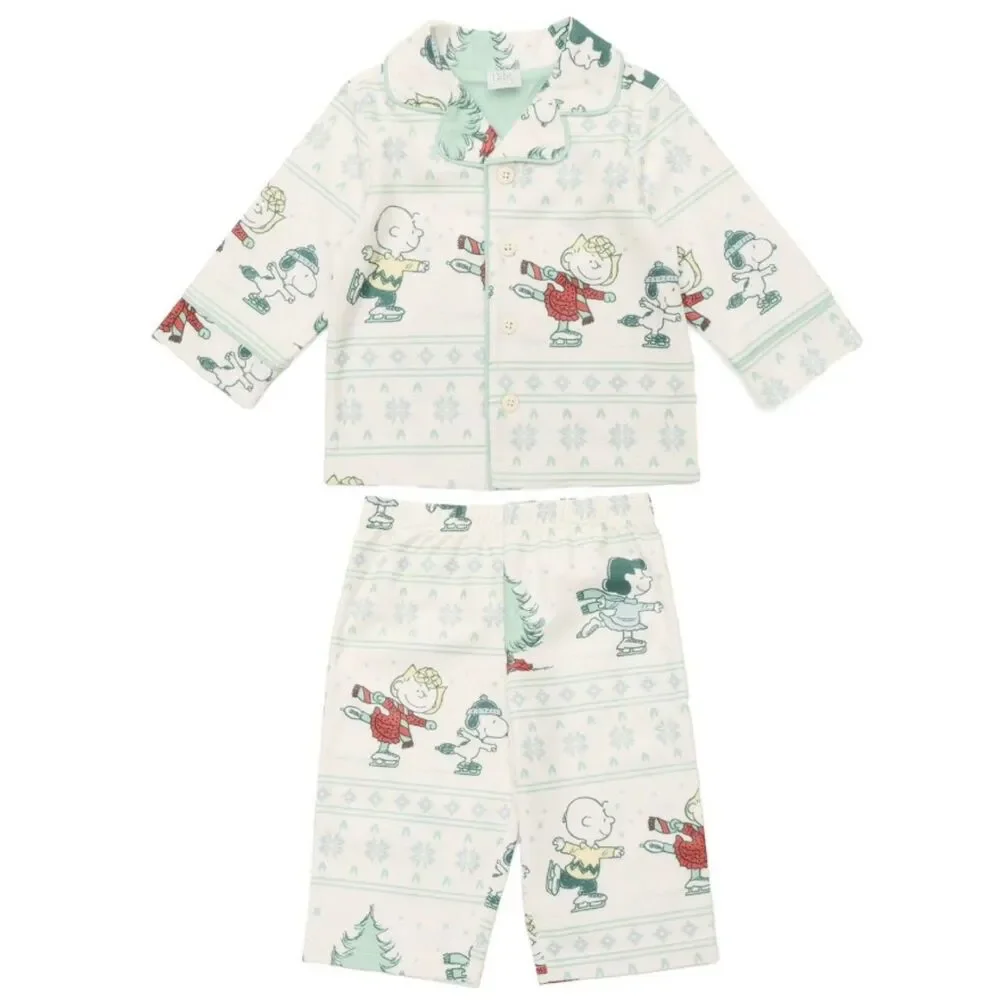 NEW Baby Boys Sz 18 Months Christmas Holiday SNOOPY PEANUTS Soft 2 Pc Pajama Set